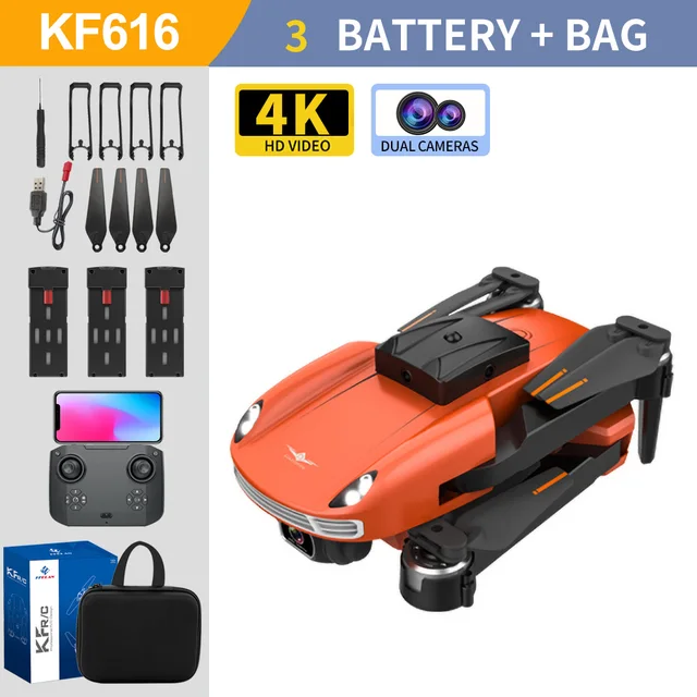 New arrival Drone KF616 360 Obstacle Avoidance Drones 4K HD Camera Photography Professional Image Transmission Quadcopter DroneOrange