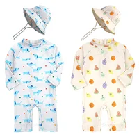 Baby Girls Swimsuit Long Sleeves One Piece Swimwear for Kids Toddler Cartoon UPF50+ Rash Guards Infant Bathing Suit Korea Sets 5