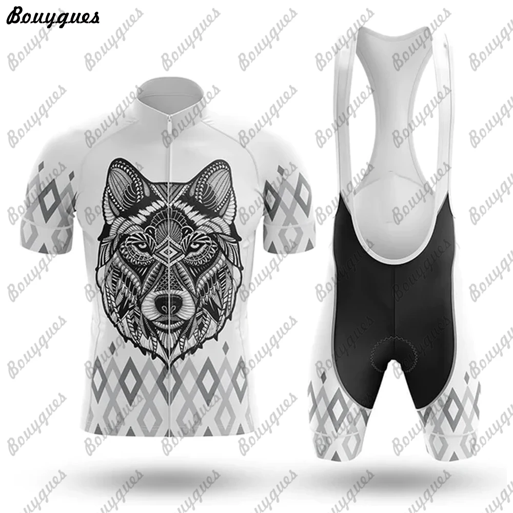 New Wolf Men Cycling Jersey Set Summer Cycling Clothing MTB Bike Clothes Uniform Maillot Ropa Ciclismo Bicycle Suit