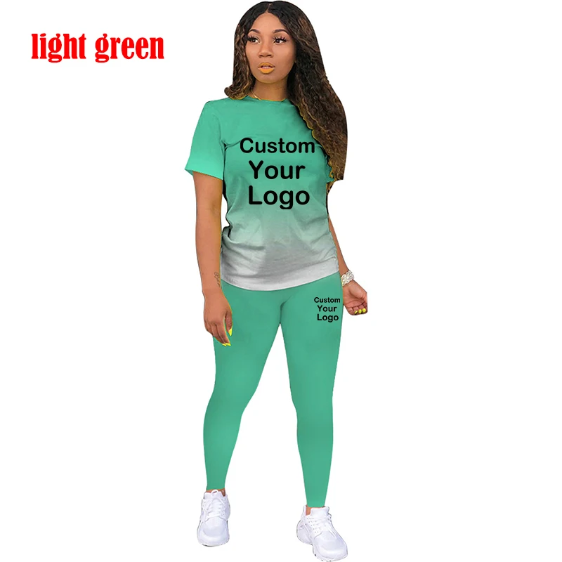 Women Printed Tracksuit Tshirt+Pants Jogging Suit Casual Sportswear Autumn Summer 2 Piece Set 8 Colors