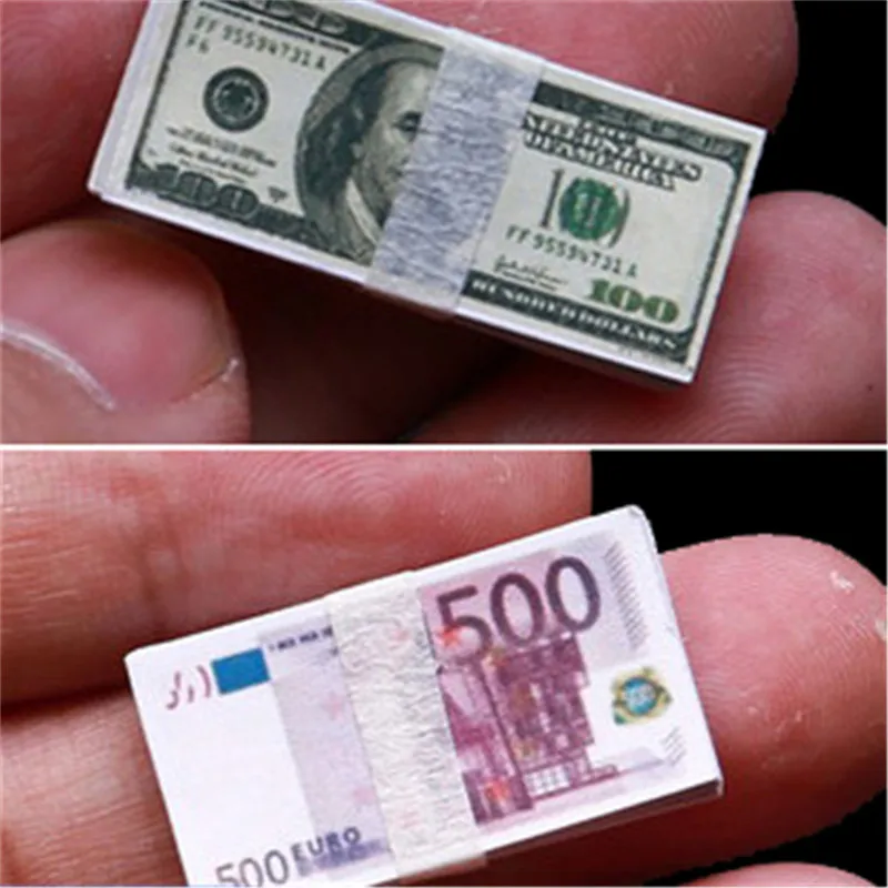 1/12 Scale Coins Dollars Euro Money Scene Accessories Toys for dollhouse Mini Miniature Model Miniature Accessories 2