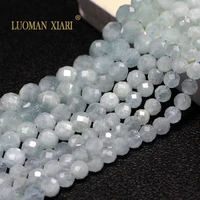 100% Natural Stone Faceted AAA+Aquamarine Blue Round Gemstone Loose Beads For Jewelry Making  DIY Bracelet Necklace 6/8/10MM 2