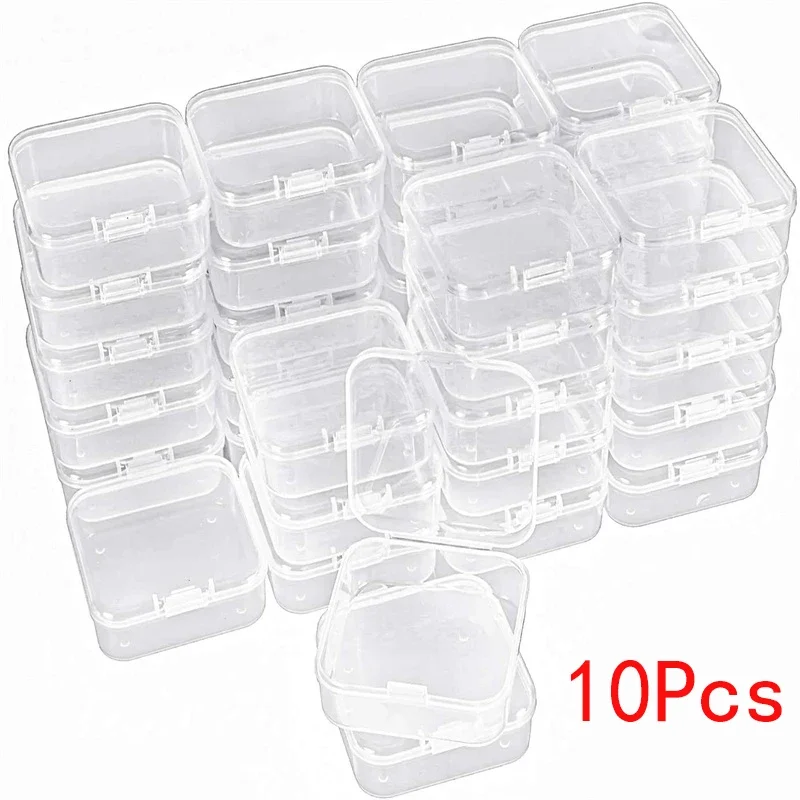 

1,10 шт., рыболовные принадлежности для мини-хранения, контейнеры, флостеры, инструменты, настольный органайзер для хранения ювелирных изделий, пластиковые крышки, прозрачные с