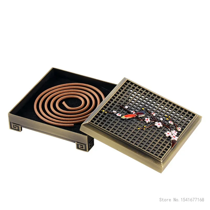 Magpie Pattern Square Aromatherapy Furnace Ornamental Sandalwood Creative Metal Incense Burner Home Tea Ceremony Decoration, 1Pc