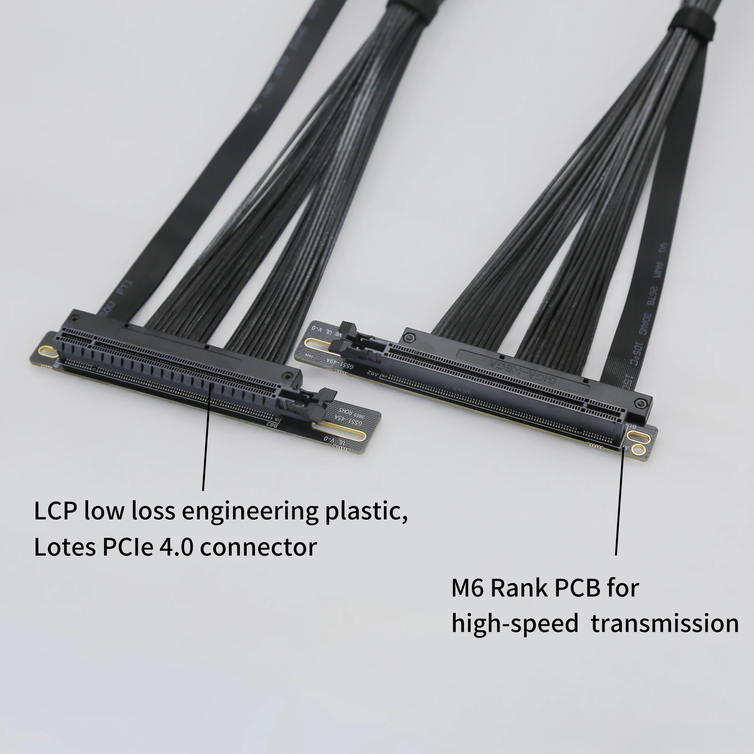 PCI-E 4.0 X16 Server Graphics Card Extension Cable GEN4 for AI Server Left Angle Socket 3.0 Gen3 Compatible/BLACK