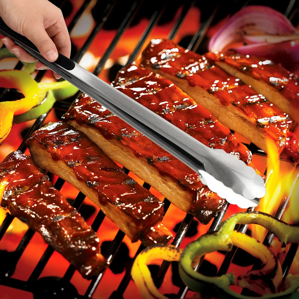 Barbecue BBQ Tongs Salad Food Clip Grill Tools Stainless Steel Kitchen Tools