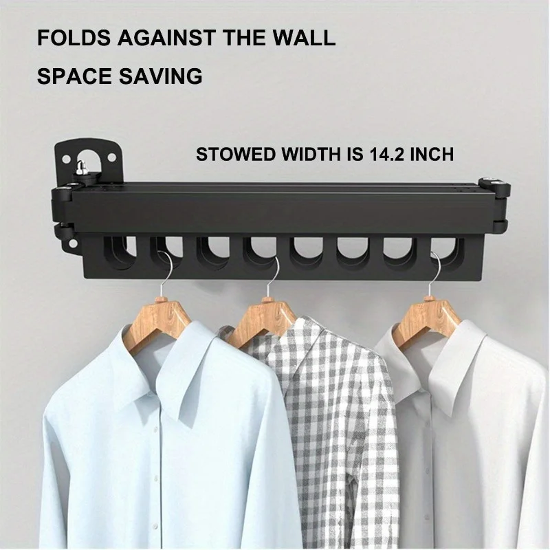 Foldable Wall Mounted Clothes Rack Carbon Steel Laundry Metal Strap Hanging Rack Home Folding