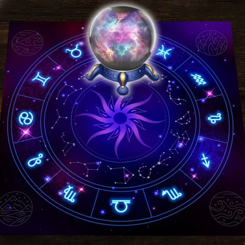 12 Constellation Tarot Tablecloth For Divination Altar Tablecloth Guidance Divination Fate Tarot Deck Board Game Oracle Card Pad