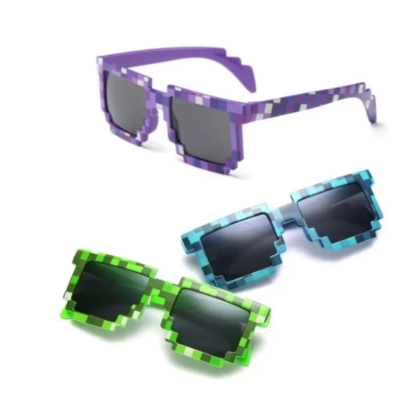 Kids Sunglasses Funny Mosaic Sun Glasses Cosplay Action Game Toy Square Glasses Pixel Mosaic Life Party Eyewear Children Gift funny sunglasses