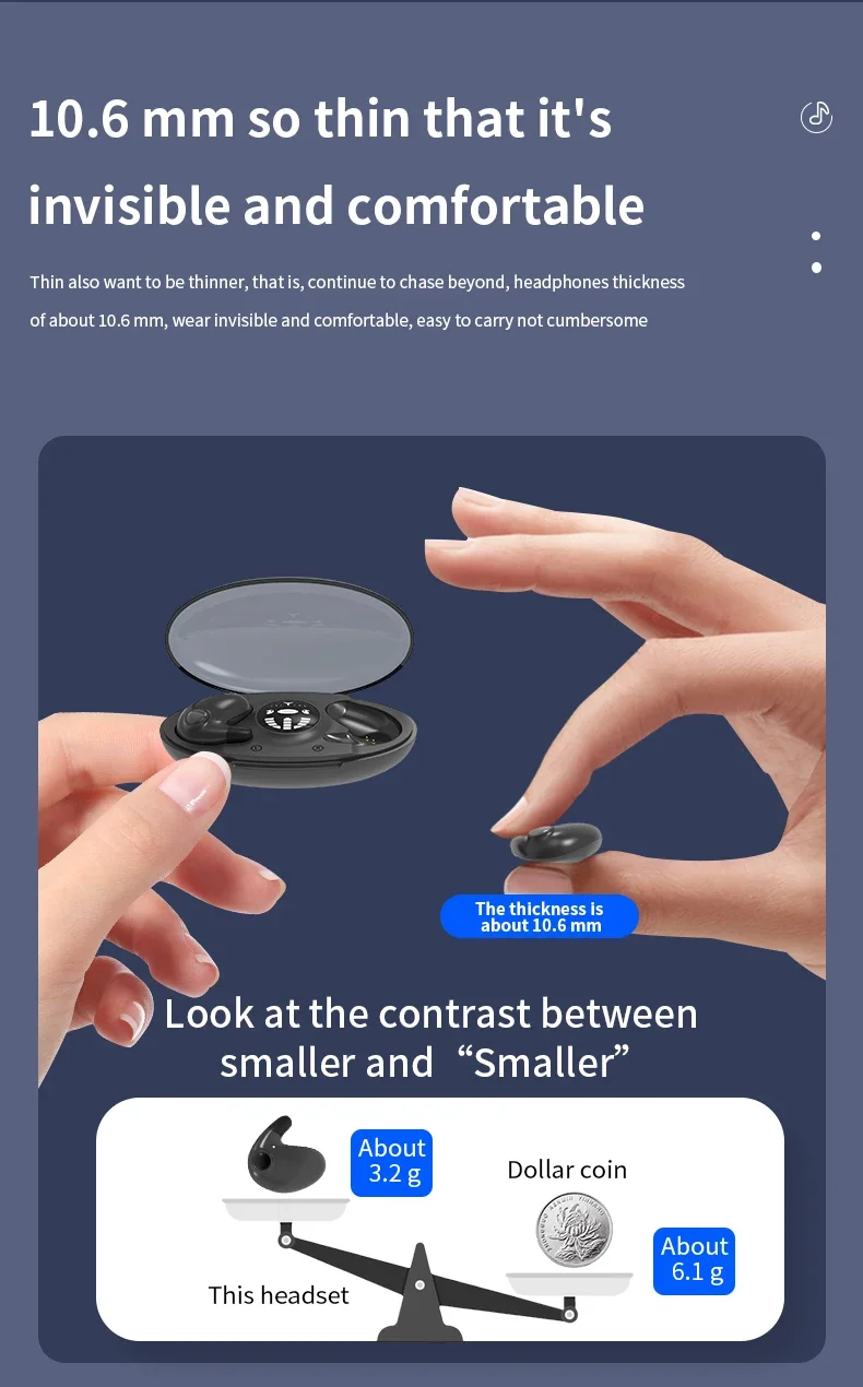 Invisible Wireless Bluetooth Headphones With Microphone Waterproof_voghion.com