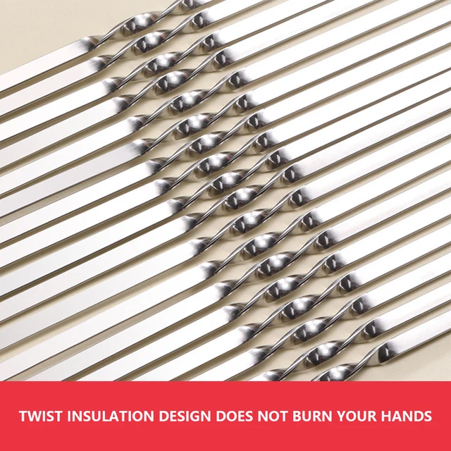 20Db Lapos Grillezés Nyárs Hordozható Nyársa