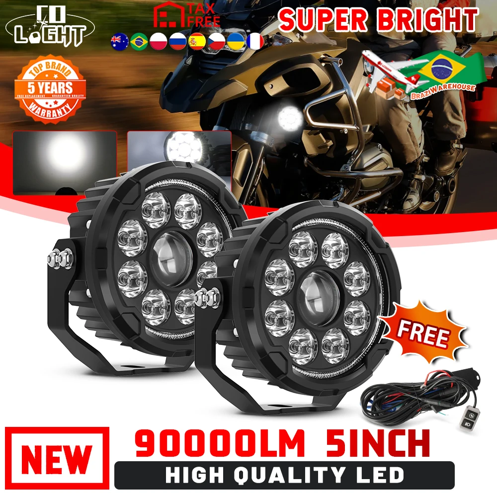 CO LIGHT Motorcycle LED Driving Work Lights 5inch DRL Spotlight