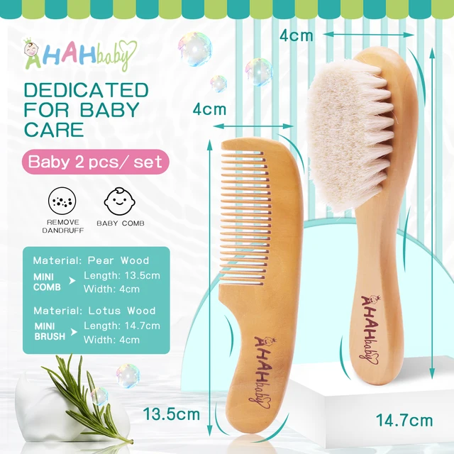 Baby Hair Brush And Comb Set for Newborn Massage Bath Shower Custom Logo Comb For Hair Mini Baby Brush Wooden Hair Brush for Kid 2PC brush
