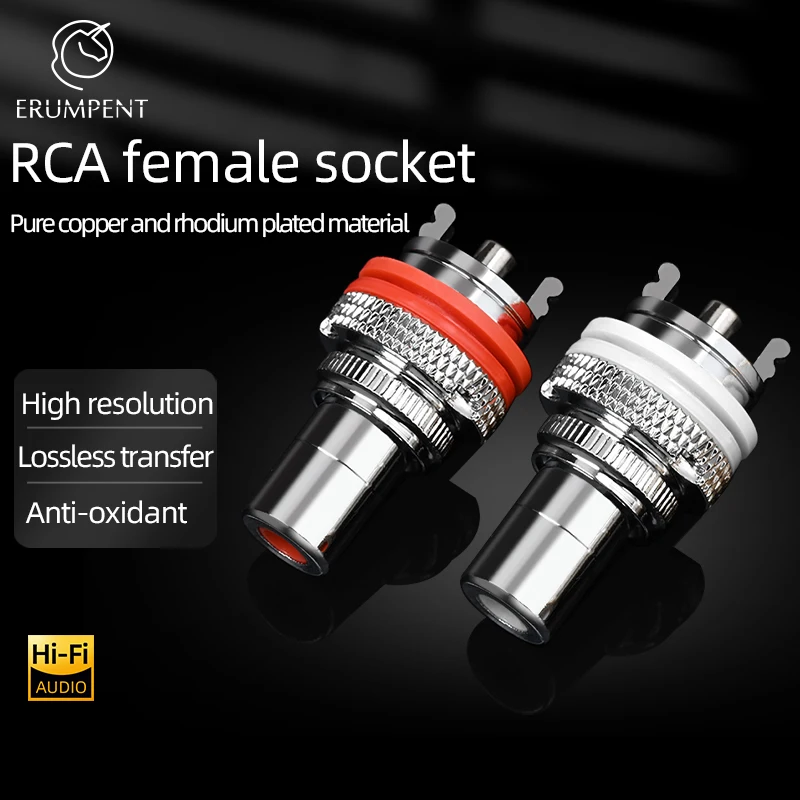 Erumpente Pcs Hifi Rca Fêmea Soquete Puro Cobre e Ródio Banhado Conector Jack Rca para Hifi Audio tv cd Amp - Image 4