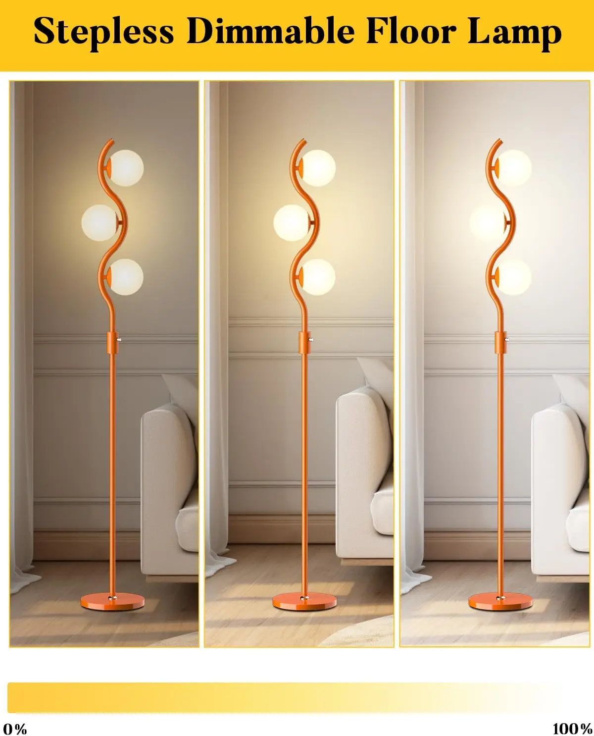 Orange globe lamp with stable metal base