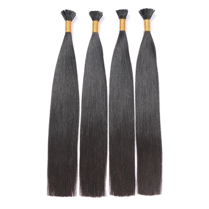 Straight Nail I Tip Double Drawn Straight Human Fusion Hair Pre Bonded Keratin Capsule Remy Human Hair Extensions 12-28inch