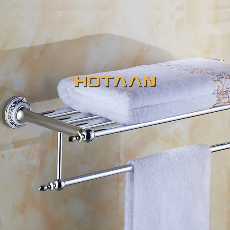 Stainless Steel Wall Mounted Chrome Plated Bath Towel Rack Active Bathroom Towel Holder Double Shelf Bathroom Accessories