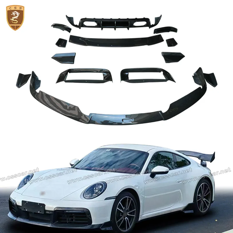 Paraurti Anteriore Air Vent Cover Trim Paraurti Posteriore Lip Chin Diffusore Top Spolier Wing Side Skirt Wrap Angle Bodykit Per Porsche 992 Bb