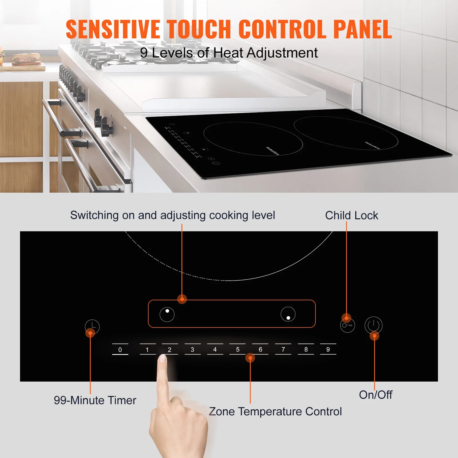SucceBuy 2 Burners Electric Induction Cooktop Stove Hob Built-in Burner Cooker Sensor Touch Control Magnetic Cooker Hot Plate induction cooktop
