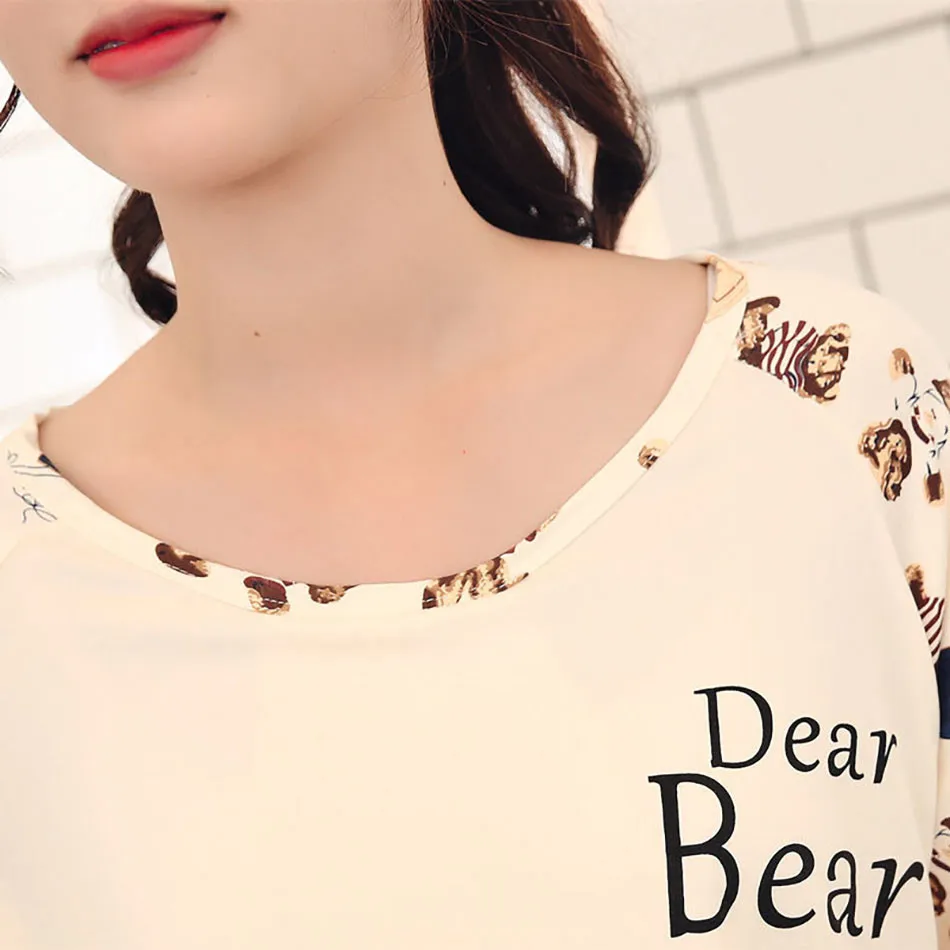 Maternity Clothings Nursing Dresses Breastfeeding Sleepwear Pattern Printing Cheerful and Lively Girl Feeling for Pregnant Women 6