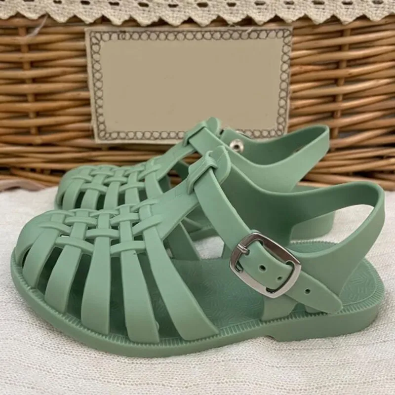 Summer Solid Color Girls Boys Sandals Children Flat Shoes Toddler Baby Sandals Kids Casual Hollow Out Beach Shoes