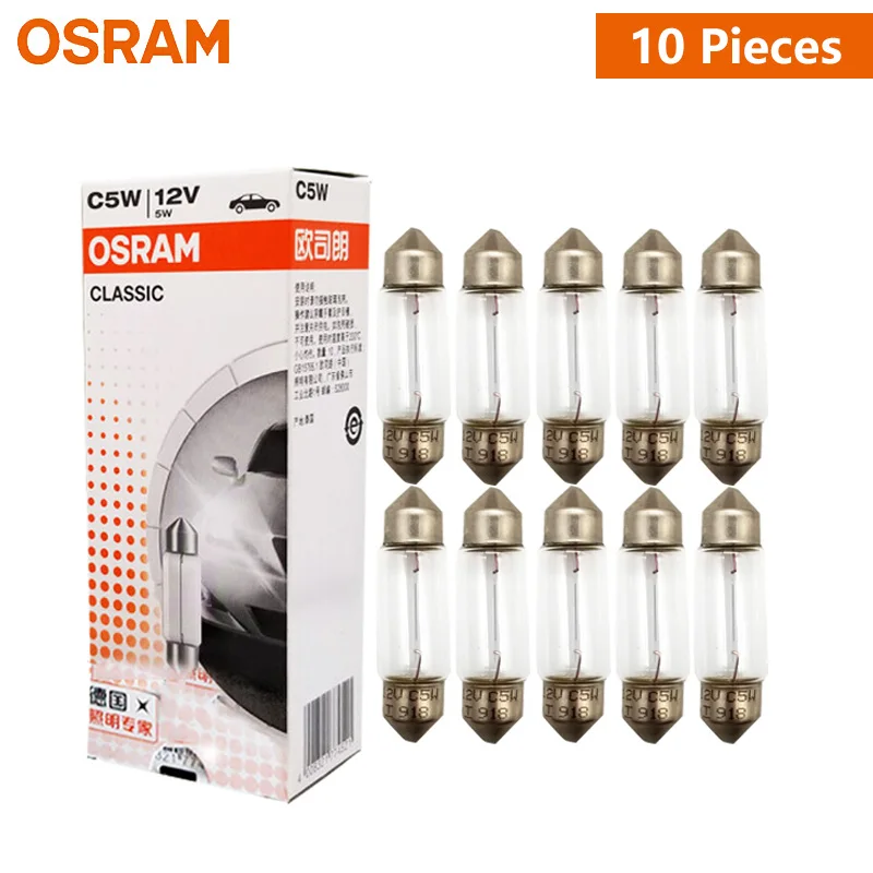 OSRAM Original C5W 36mm Festoon Lamps Reading Lamp Plate Light Standard Car Interior Bulbs 12V 5W SV8.5-8 6418 Wholesale 10pcs