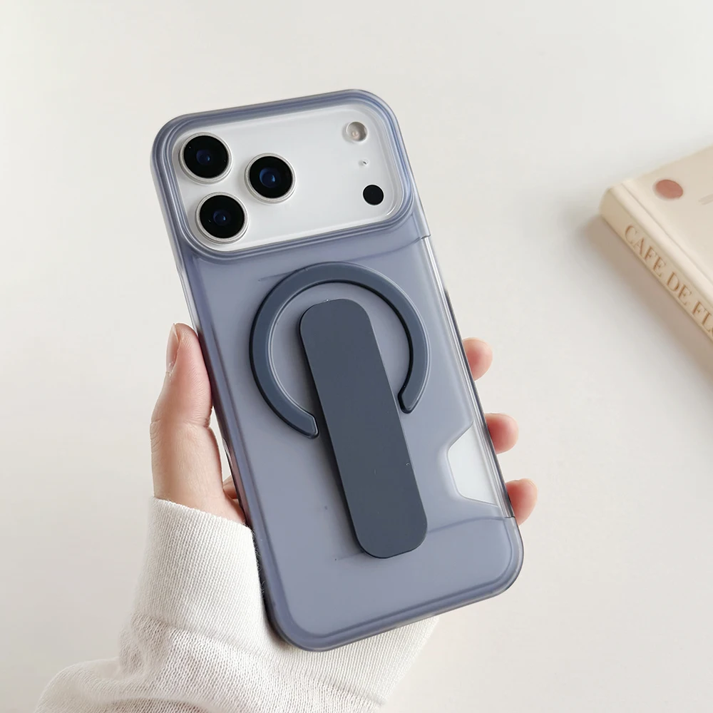 غطاء هاتف مغناطيسي شفاف بتأثير الضباب الجليدي مع ح...