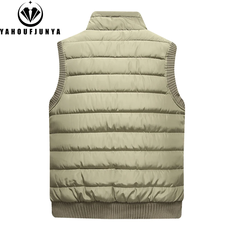 2024 Men Winter Sleeveless Casual Warm Stand Collar Vest Men Autumn Solid Color Outdoors Windproof Fashion Style Vest Male Coat 3