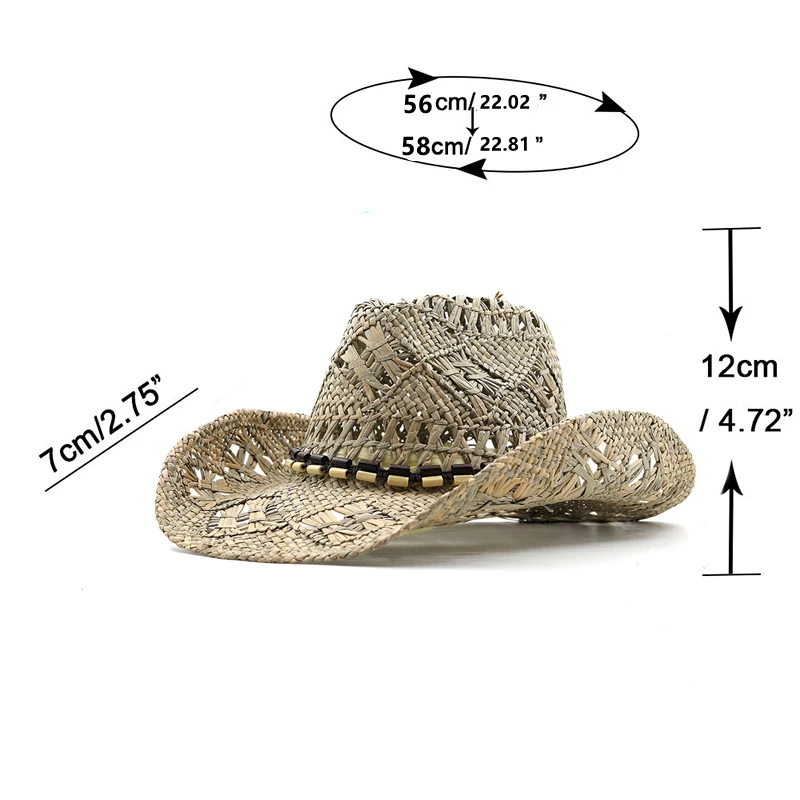 Tanio Summer Outdoor Sun Protection Cowboy Straw Hat for Men sklep