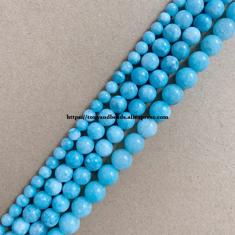 Natürliche Stein See Blau Farbe Aeroides Aquamarin Runde Lose Perlen 6 8 10 12MM Pick Größe 15 "Strand