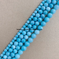 Elegant Lake Blue Aquamarine Round Loose Beads - Various Sizes, 15 Strand - 8mm 45 to 48pcs