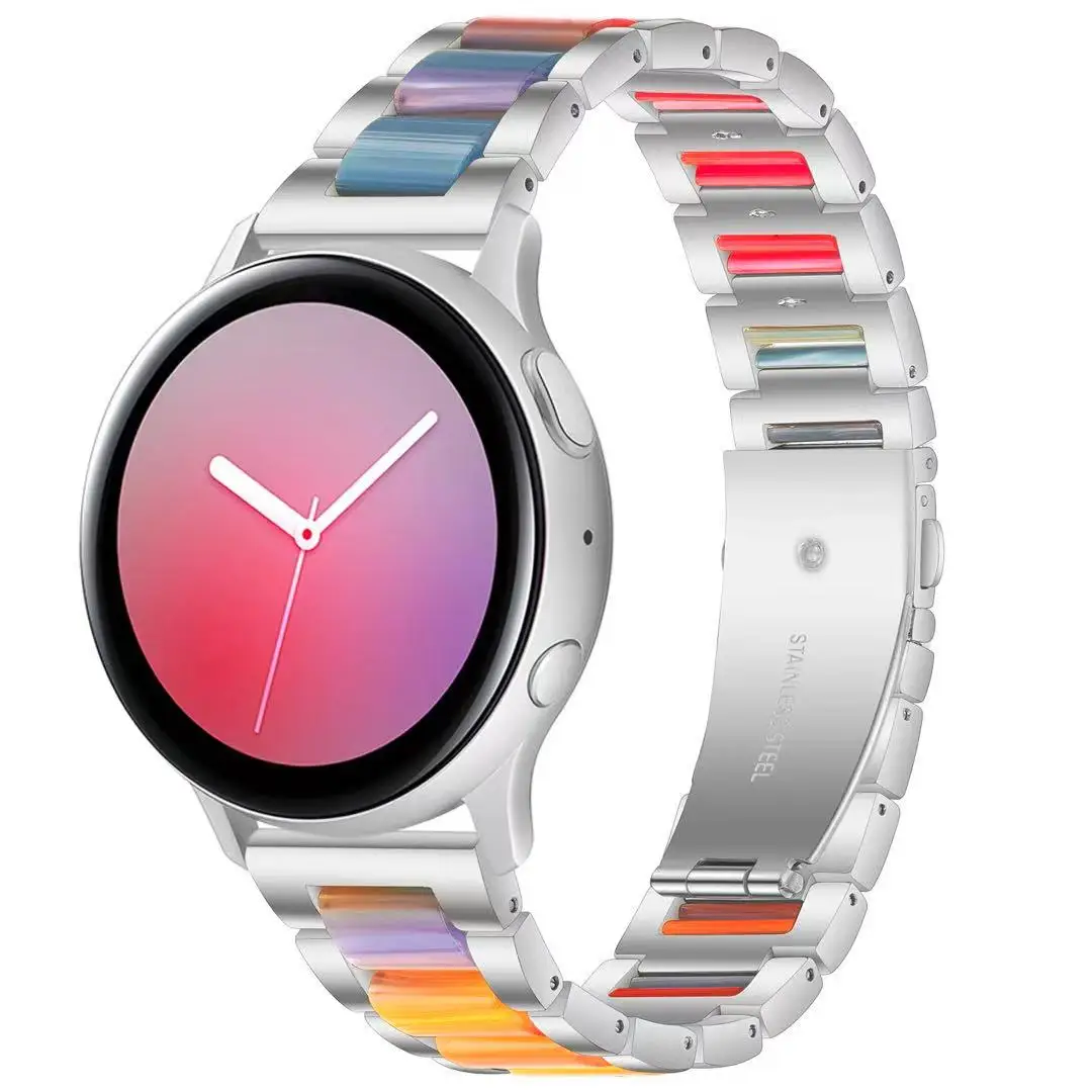 20mm 22mm Metal+Resin Strap For samsung Galaxy Watch 3/4 Active 2/Huawei Watch 3/GT3 Bracelet Wristband for Amazfit Bip/GTR Belt