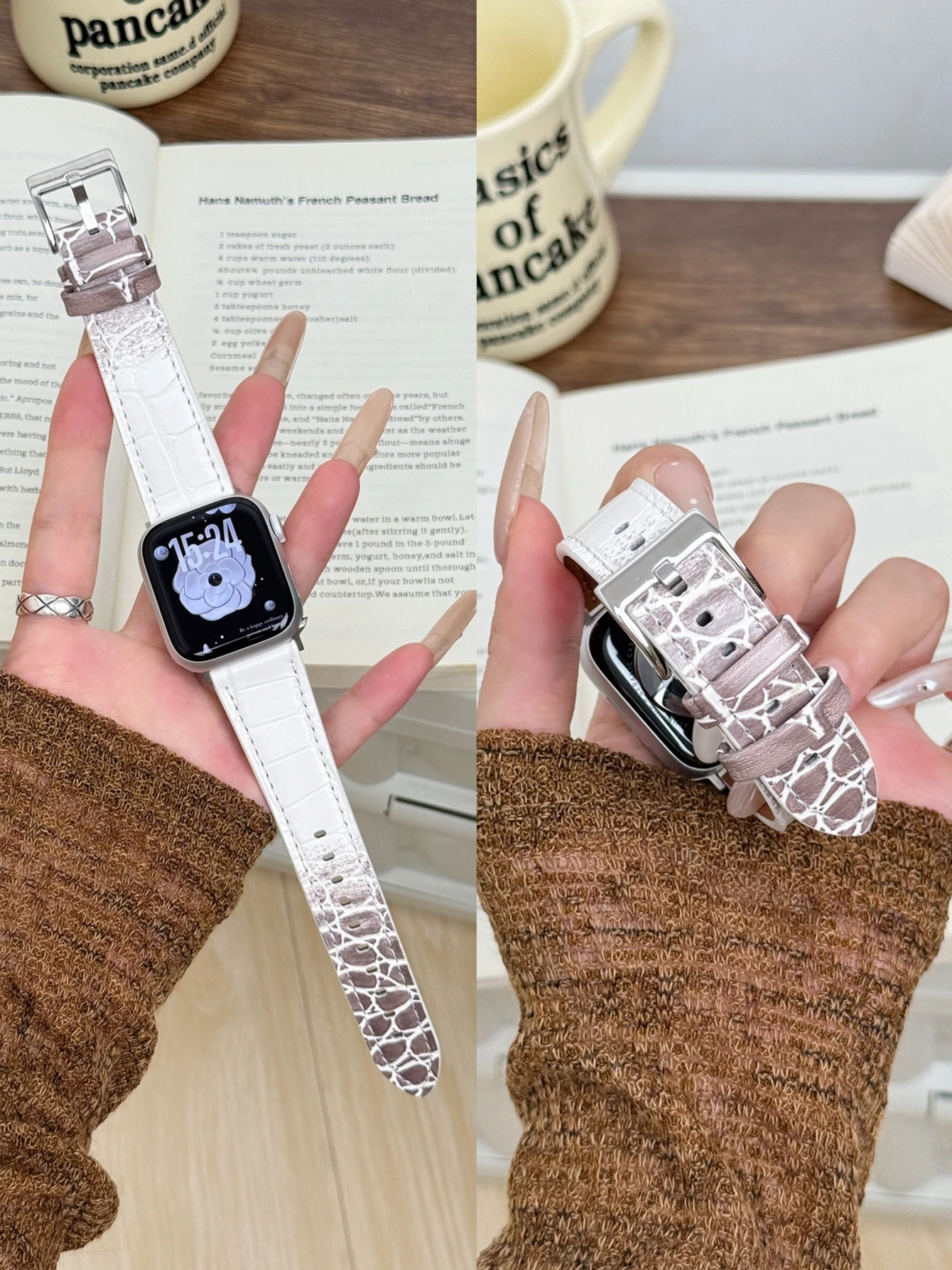 Elegant Coffee Brown Leather Loop Watch Band