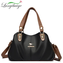 Luxury Soft Leather Handbags Designer Retro Crossbody Bags for Women 2023 New Large Capacity Ladies Shoulder Messenger Bag Sac