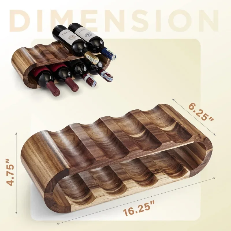 Solid Wood Double Layered Wine Rack Wine Bottle Display Rack Ornaments Restaurant Bar Tabletop European Style Red