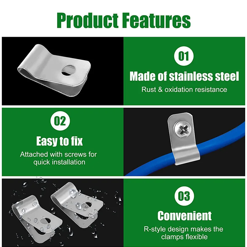 100/200Pcs Fence Wire Clamps Stainless Steel Fencing Mounting Clip Aluminum Fence Tightening Screws For Livestock Protection