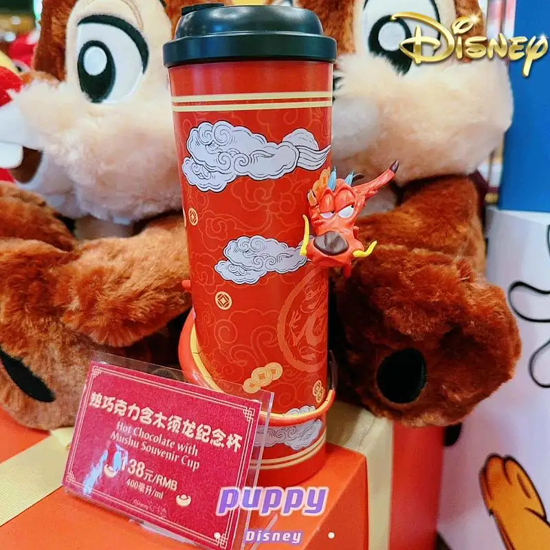 

Original Disney 400ml Hot New Year Mushu Dragon Series Thermo Bottle Cup Thermos For Tea Coffee Mug Portable Water Festival Gift