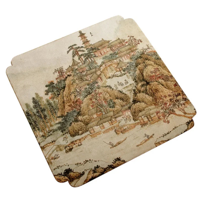 Square Painted Thick Tea Towel Super Absorbent High-end Tea Set Accessories Tea Table Cloth Pad Professional Rag Tea Napkin