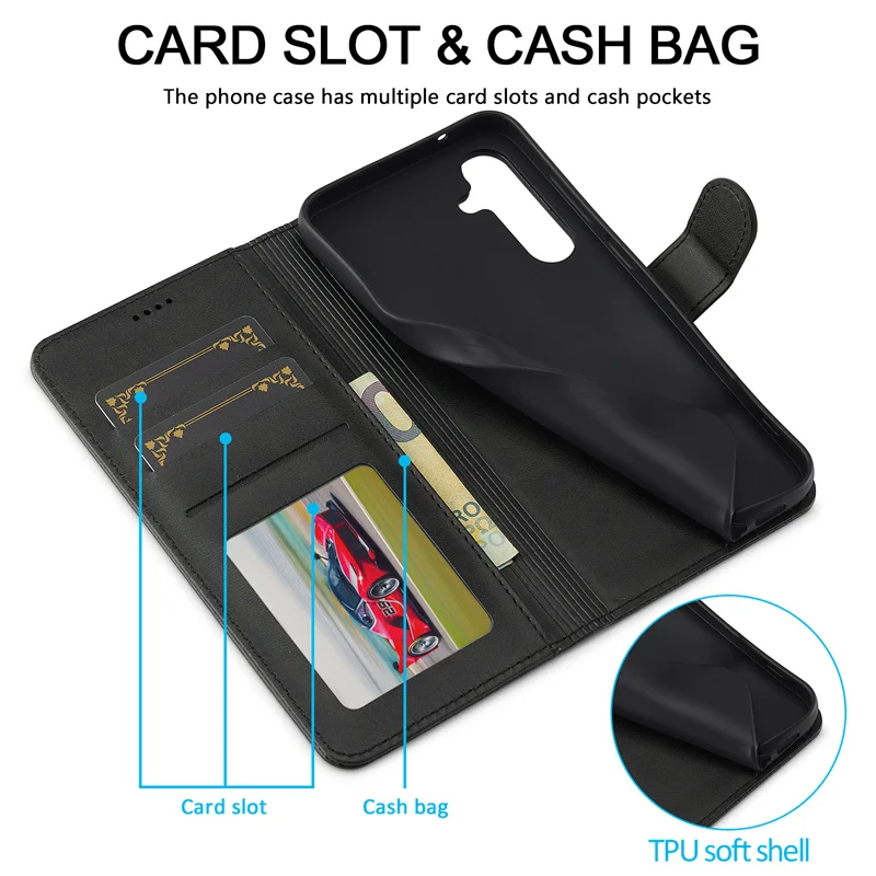 Elegant Magnetic Leather Wallet Phone Case with Card Slot and Flip Cover
