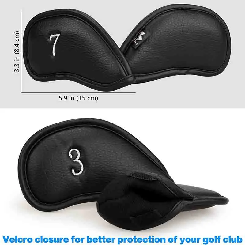Premium Magnetic Leather Golf Club Head Cover a Set of 11 Pieces Suitable for Most Club Heads Embroidered With Club Labels 6