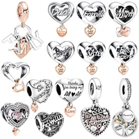 Hot Sale Family Tree Dad&Mum Sister Daughter Hearts Charm Beads Fit Original European 925 Silver Bracelet DIY Women Jewelry GIft 1