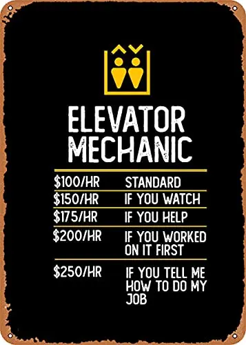

Elevator Mechanic Vintage Look Metal Sign Patent Art Prints Retro Gift 8x12 Inch
