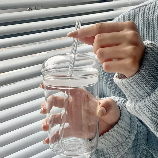 Glass Cup with Lid and Straw 4