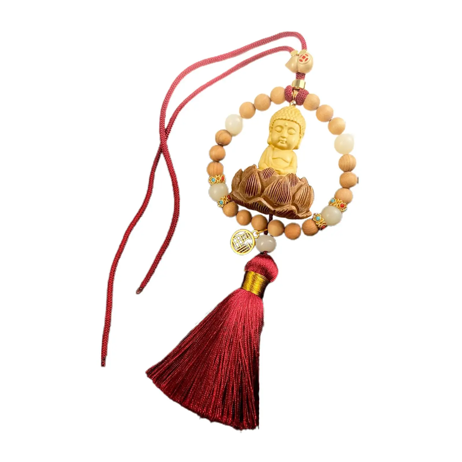 Buddha Small Figurine Gift Decorative Car Rearview Mirror Charm Pendant Auto Interior Decoration for Wall House Door Window