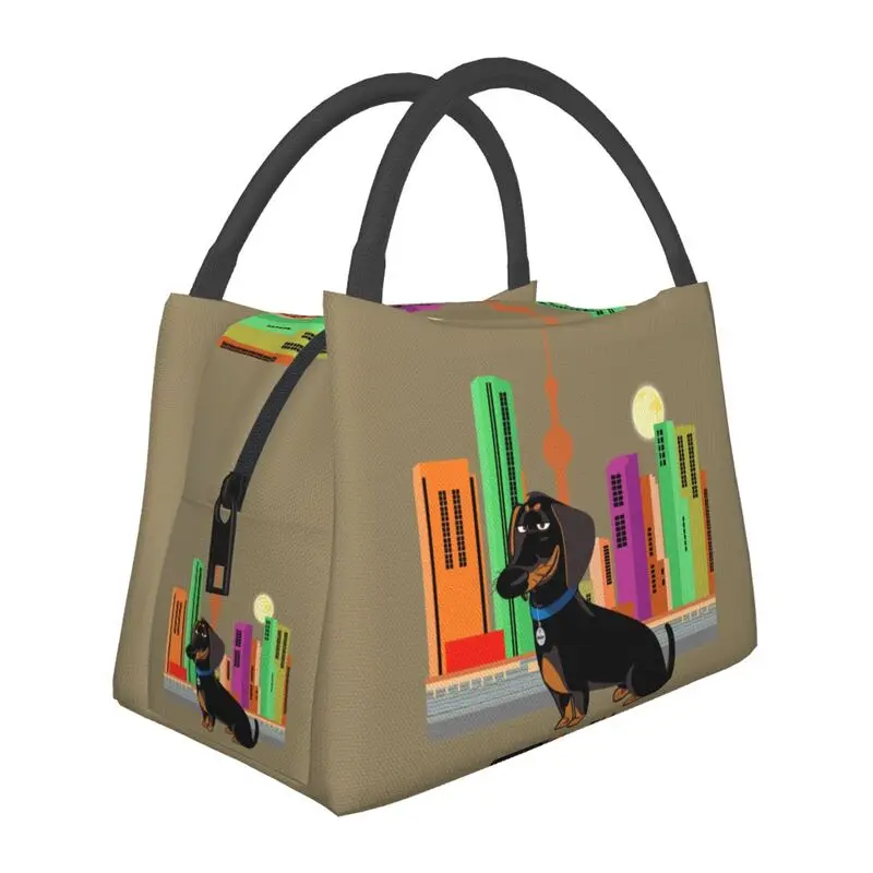 

Colorful Dachshund Badger Insulated Lunch Bags for Women Wiener Sausage Dog Portable Cooler Thermal Bento Box Hospital Office
