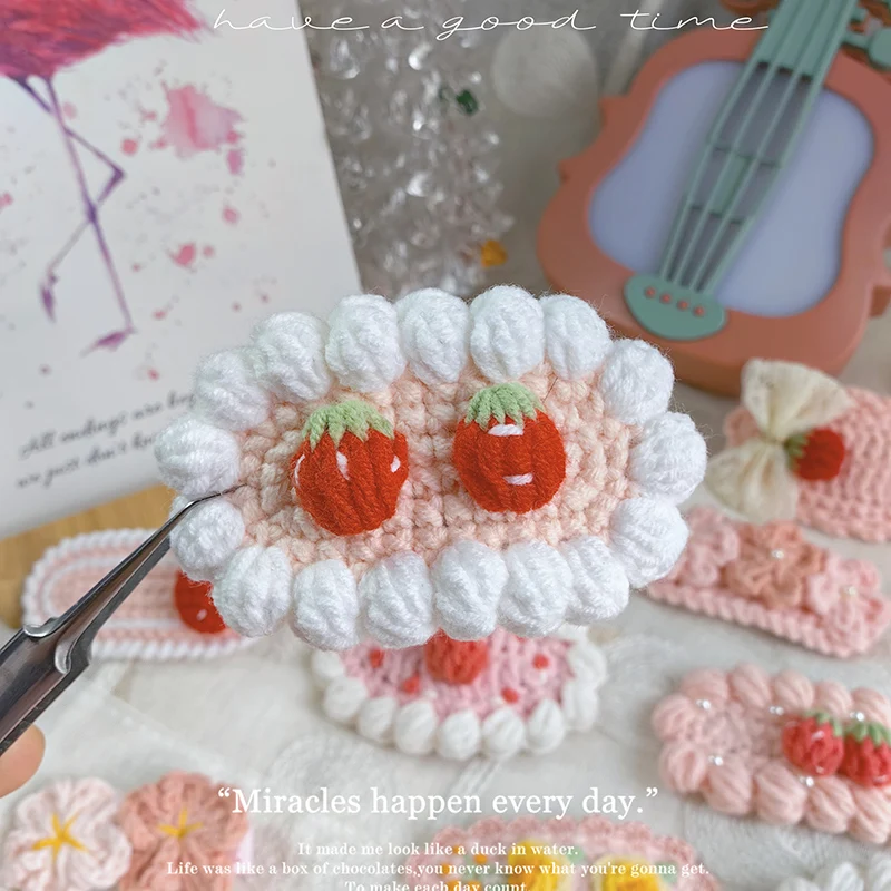 New Retro Embroidery Hairpin Side Bangs Cute Hair Clip Girl Handwoven Flower Knitted Children's Baby Hair Accessories 5
