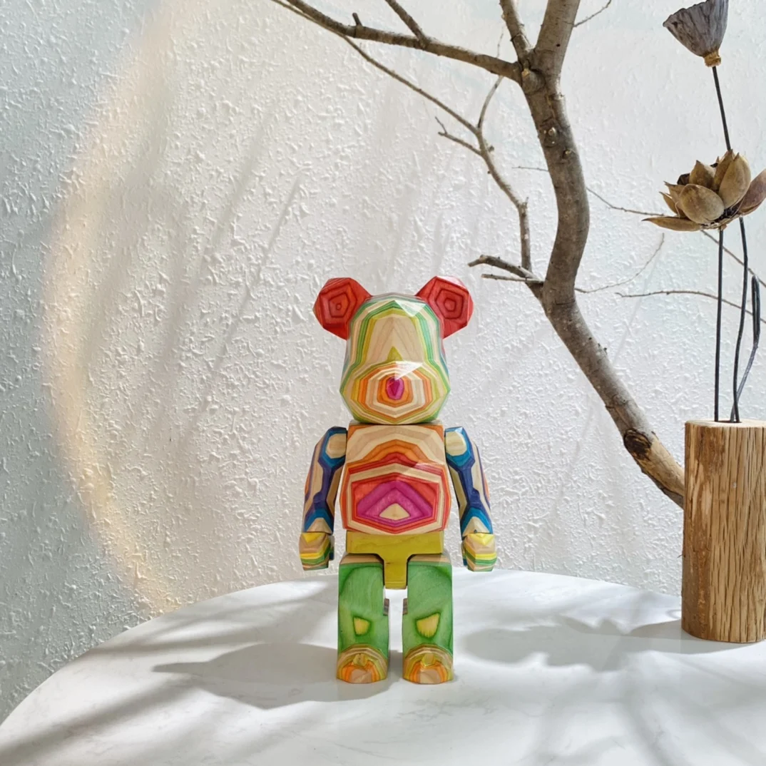 

BE@RBRICK 28cm カリモク Fragment Design HAROSHI Vertical Bearbrick 400% Polygon Vertical Rhombus Bear Wave Rainbow Wood Bear