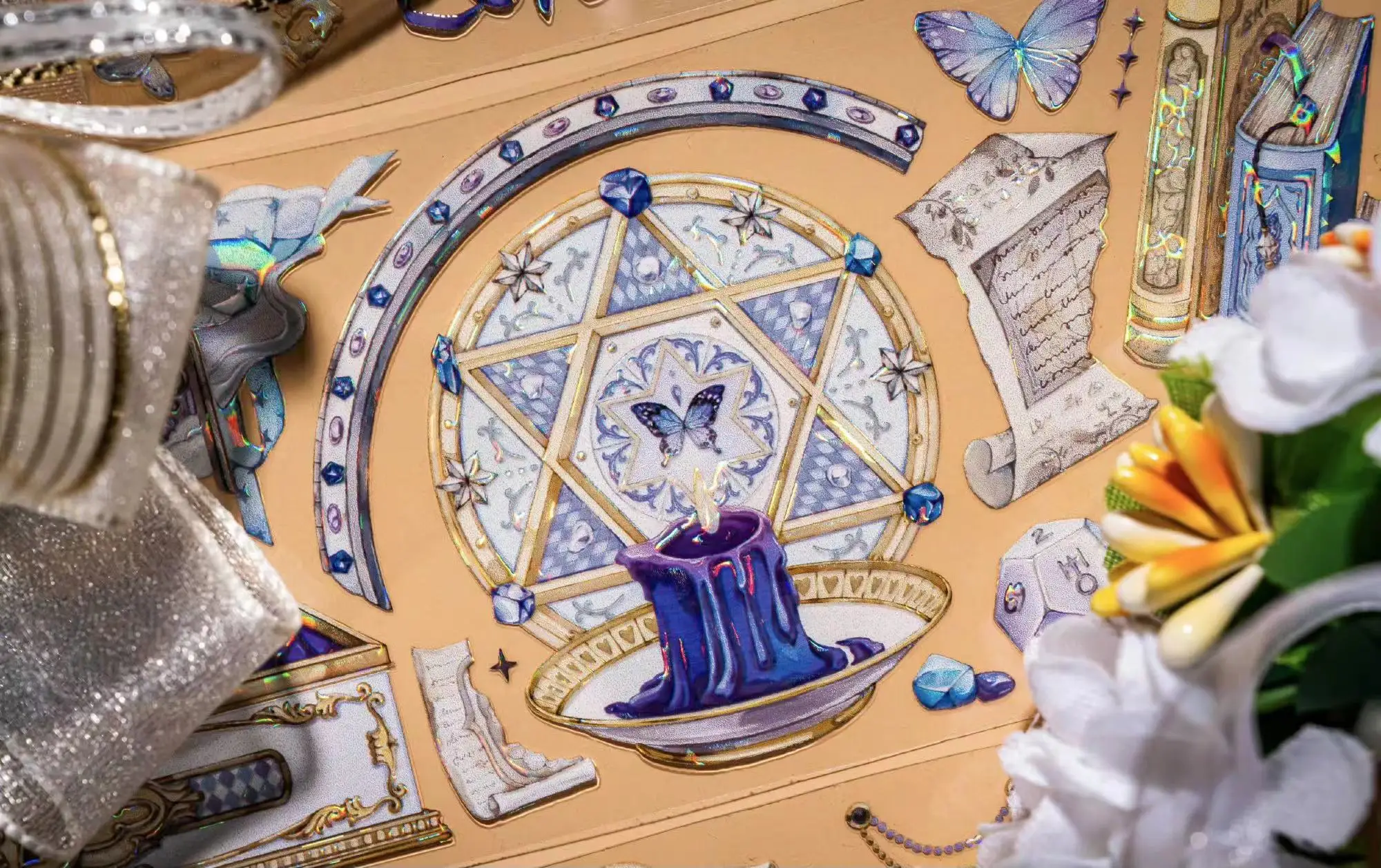 

Винтажная синяя Роза бабочка звезды Васи ПЭТ для изготовления карт Сделай Сам Скрапбукинг план декоративные наклейки