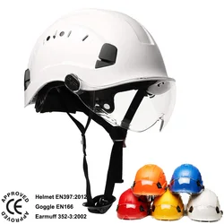 Casque de sécurité pour le travail ventilé CE EU, pour ingénieurs en Construction, industriel avec lunettes, moto, visière, capuchon de protection rigide 