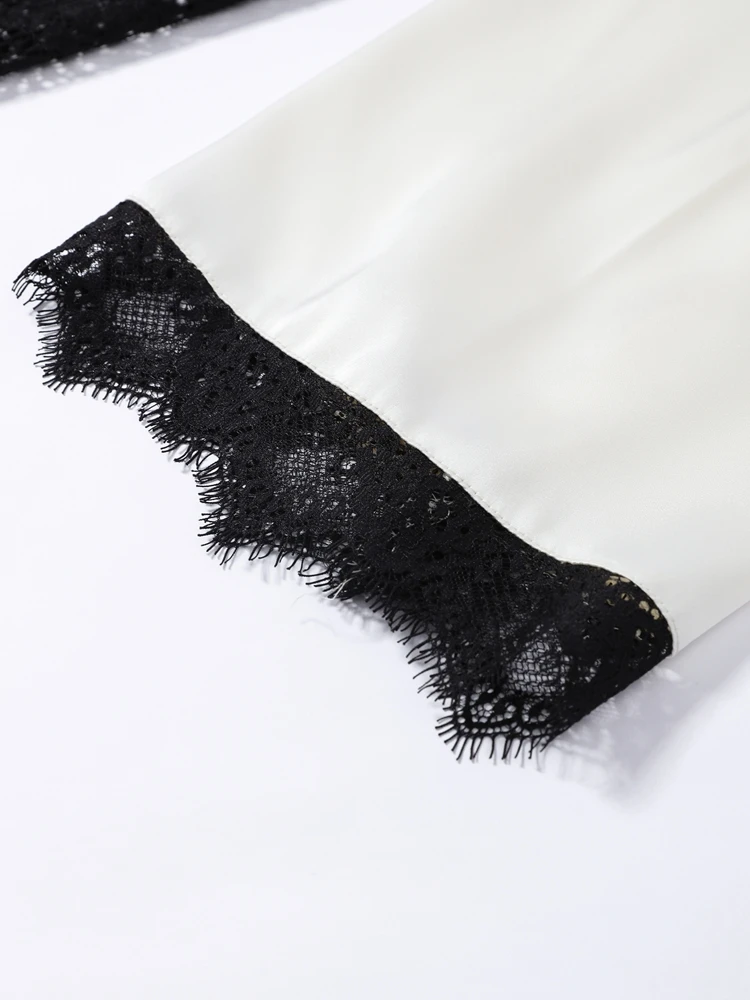 Spitzen-Patchwork-Kleid mit Schnürung, langes Kleid für Damen, elegant, O-Ausschnitt, lange Ärmel, getäfeltes, schmales Party- und Abendkleid, schicke Damenkleider, neu, Vestidos – Detail 9